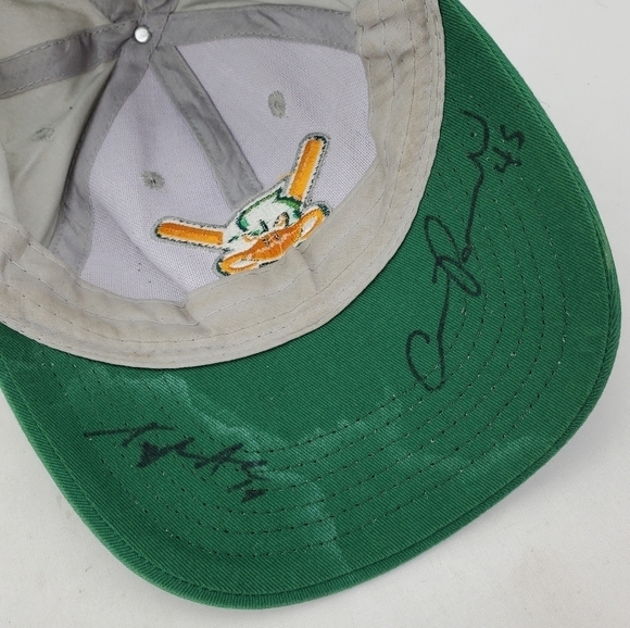 MADISON Mallards Ball Cap Gray Grn Signed Snapback 1-Sz Hat Ten Autographs Logo - Picture 10 of 14